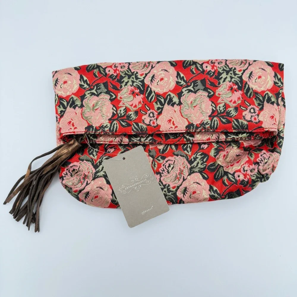 Anthropologie Mlyn‎ Floral Jacquard Fold-Over Clutch NWT